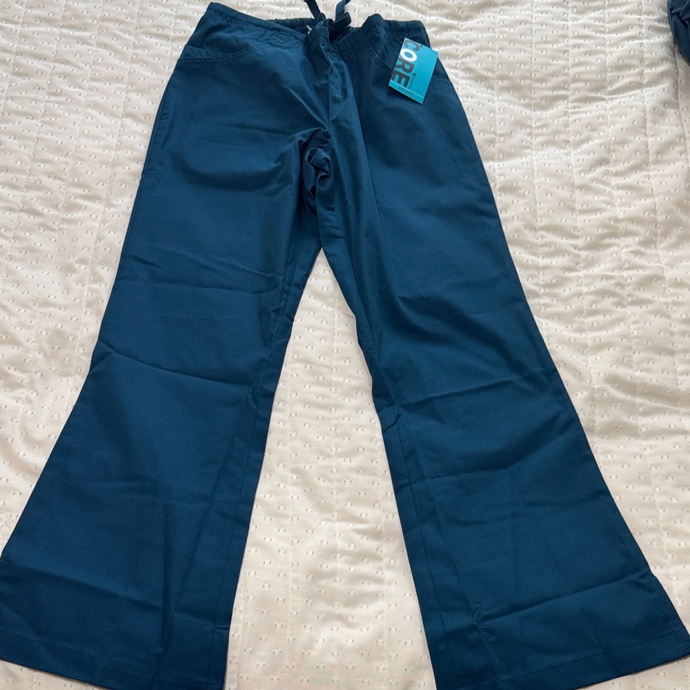 Women’s Petite Blue Flared Scrub Pants